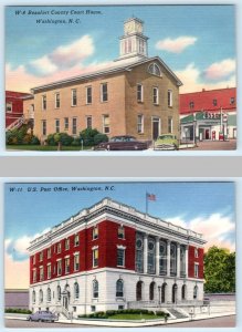 2 Postcards WASHINGTON, North Carolina NC ~ Esso Gas COURT HOUSE Post Office