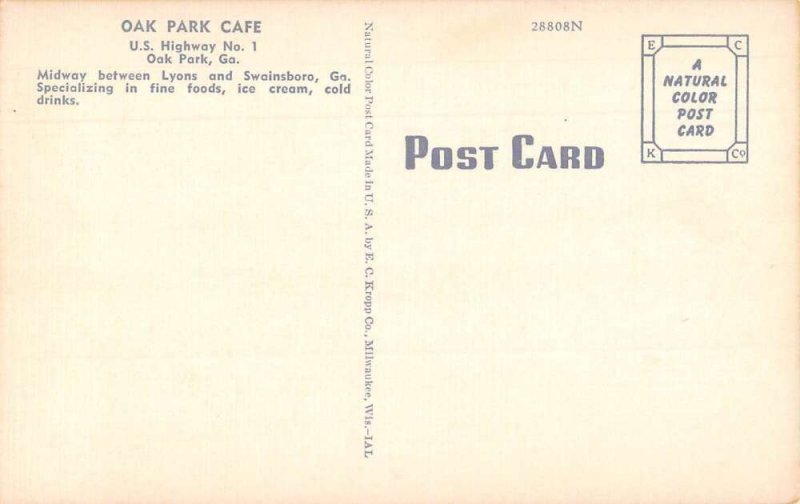 Oak Park Georgia Oak Park Cafe Texaco Gas Station Vintage Postcard AA45118