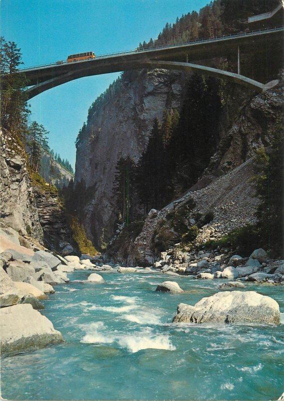 Postcard Europe Switzerland Viamala Schlucht 1975 bridge 