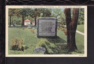 Ann Rutlege Grave,Petersburg,IL Postcard 