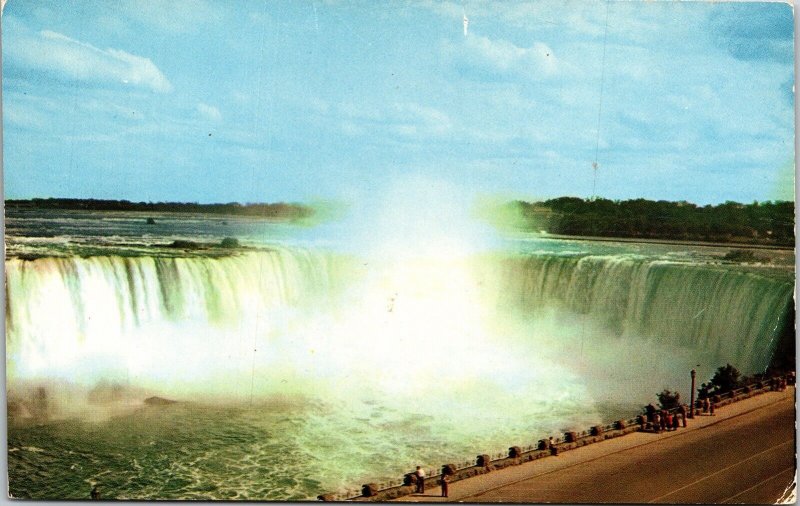 Canadian Horseshoe Falls Niagara Ontario Canada Postcard VTG UNP Plastichrome  