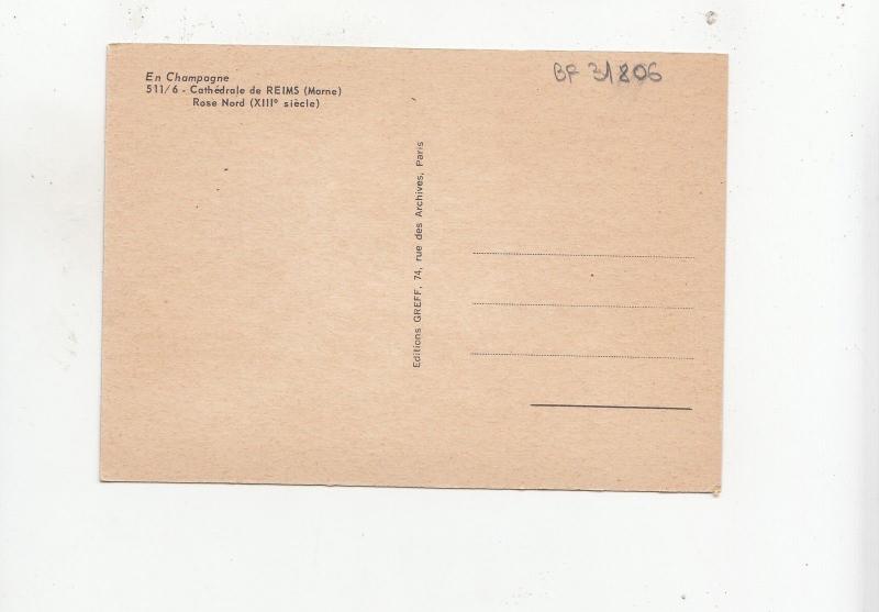 BF31806 cathedrale de reims marne rose nord  france front/back image