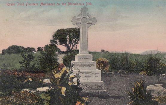 Irish Fusiliers Monument at Nicholsons Nek Antique Military Postcard