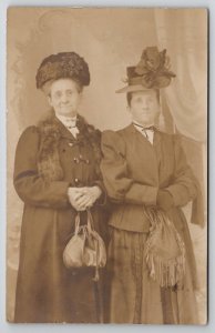 RPPC Old Women Victorian Fashion Purses Hats Wooster Ohio Photo Postcard L27