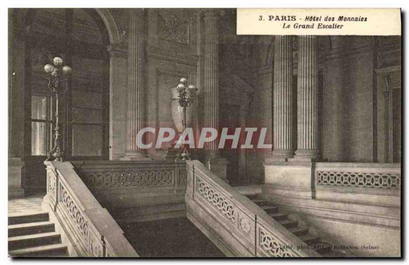 Old Postcard Paris Mint Hotel Grand Staircase