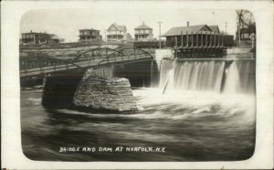 Norfolk NY Bridge Dam Homes c1910 Real Photo Postcard