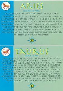 (2 cards) Horoscope Zodiac Signs - Aries Ram - Taurus Bull