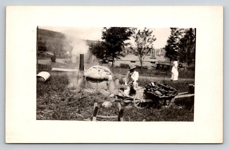 RPPC Man Cooking Hops   Mr. Fish by Bake  September 3rd 1914   Postcard