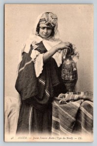 Vintage Postcard Algiers Algeria Jeune Femme Arabe Type du Nord LL