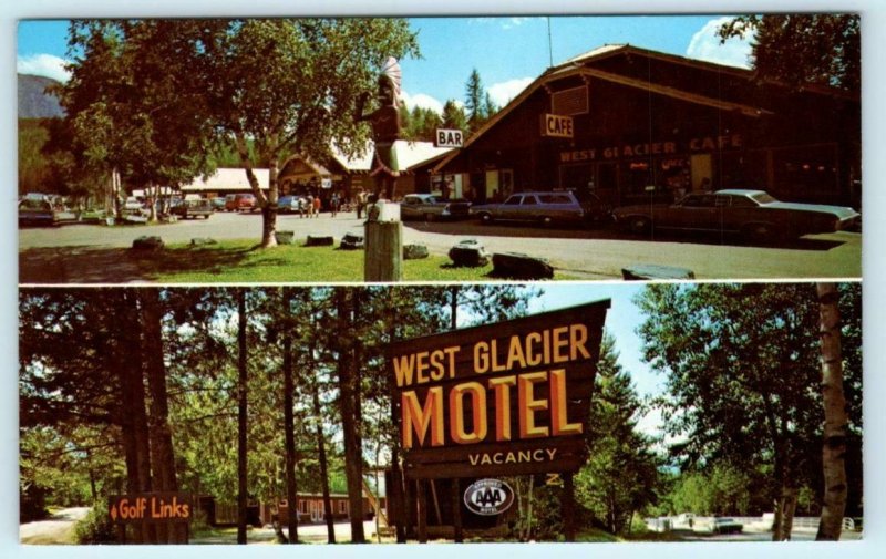 WEST GLACIER, Montana MT ~ Roadside WEST GLACIER MOTEL ca 1970s Postcard