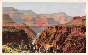 Burro Riders Tonto Trail Grand Canyon National Park Arizona 1910c postcard