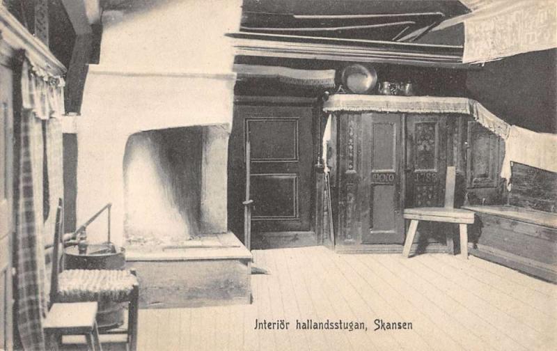 Interior of Skansen Museum un Sweden Antique Postcard L854 