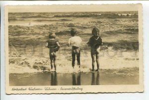 439233 GERMANY Cuxhaven Duhnen NUDE KIDS North Sea Old PHOTO AIR MAIL 1939 year