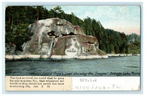 1934 Frye's Leap Showing Images Sebago Lake Maine ME Vintage Postcard 