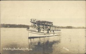 Paw Paw Lake MI Small Steamer Boat Chicago c1910 Real Photo Postcard