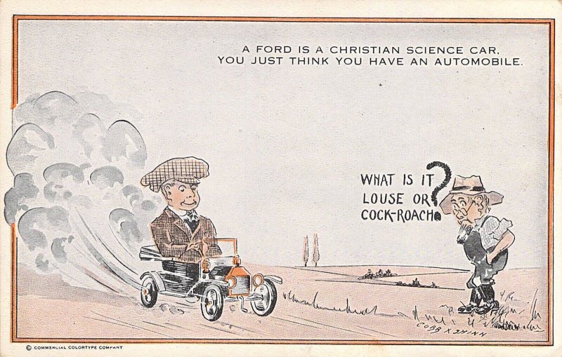 c.'15,Cobb Shinn Model T Ford Humor,..Ford is ..Science Car.... , Old Postcard