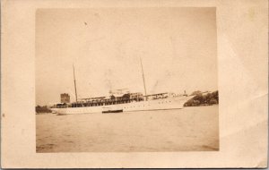 Real Photo Postcard Gorgeous Boat possibly in/near Detroit, Michigan