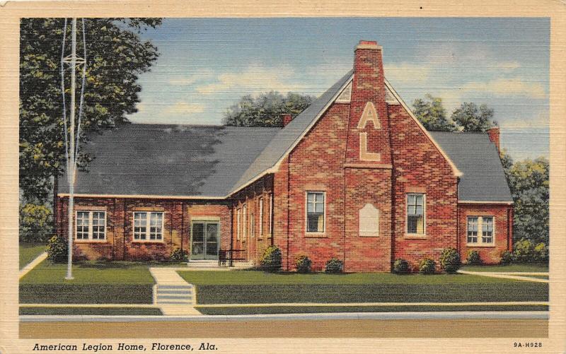 F15/ Florence Alabama Postcard Linen American Legion Home