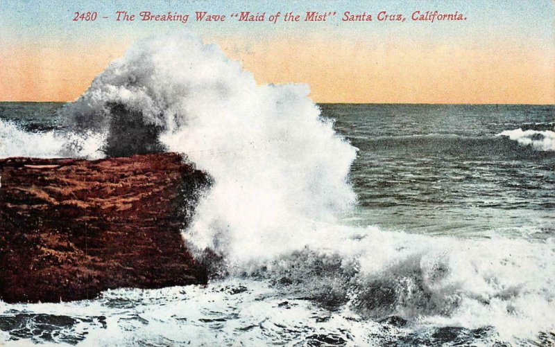 The Breaking Wave Maid of the Mist Santa Cruz, CA 1913 Vintage Postcard