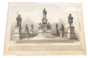 Luther Monument at Worms Germany - October 10 1868 - Harpers Weekly Print 