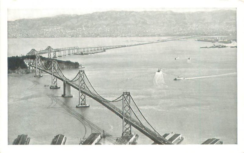 Oakland Bay Bridge California Airplane View Litho Unposted