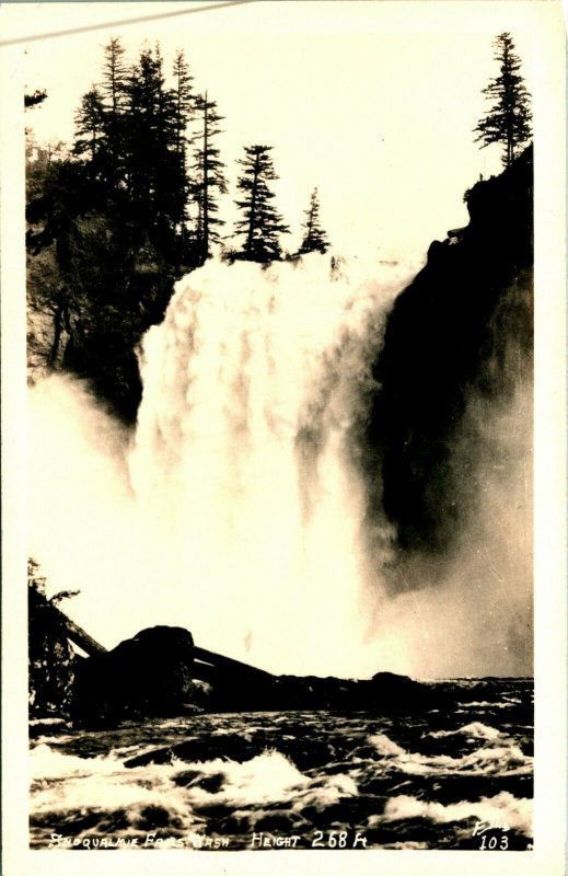 RPPC Snoqualmie Falls North Bend Washington WA Postcard UNP Unused