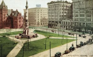 Vintage Postcard 1907 View Of Lafayette Square Bldg. Landmark Buffalo New York