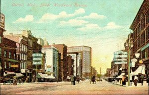 Detroit Michigan Lower Woodward Avenue Postcard Printed in Germany PC97