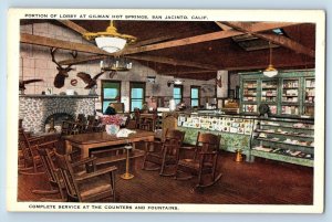 San Jacinto California Postcard Portion Lobby Gilman Hot Springs Interior 1920