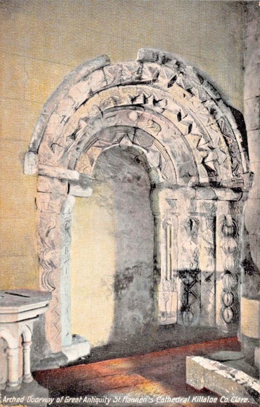 KILLALOE CLARE IRELAND~ARCHED DOORWAY~ST FLANNEN'S CATHEDRAL-LAWRENCE POSTCARD