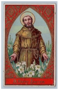 Beautiful Gel Happy Easter Postcard Gold Gild Saint Priest Serie 7128