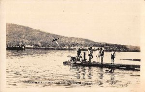 Guantanamo Bay Cuba Diving off Dock Real Photo Vintage Postcard AA11202