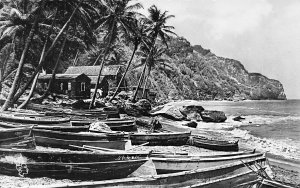 Martinique Fort de France The Beach Boats Real Photo Postcard