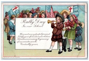 1912 Rally Day In School Flags Flowers Flags Lancaster Pennsylvania PA Postcard