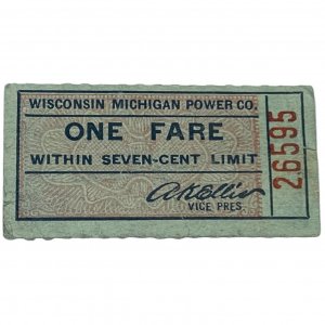 Vintage Wisconsin Michigan Power Co Transit Ticket