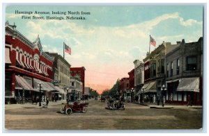 c1910 Hastings Avenue Looking North First Street Hastings Nebraska NE Postcard