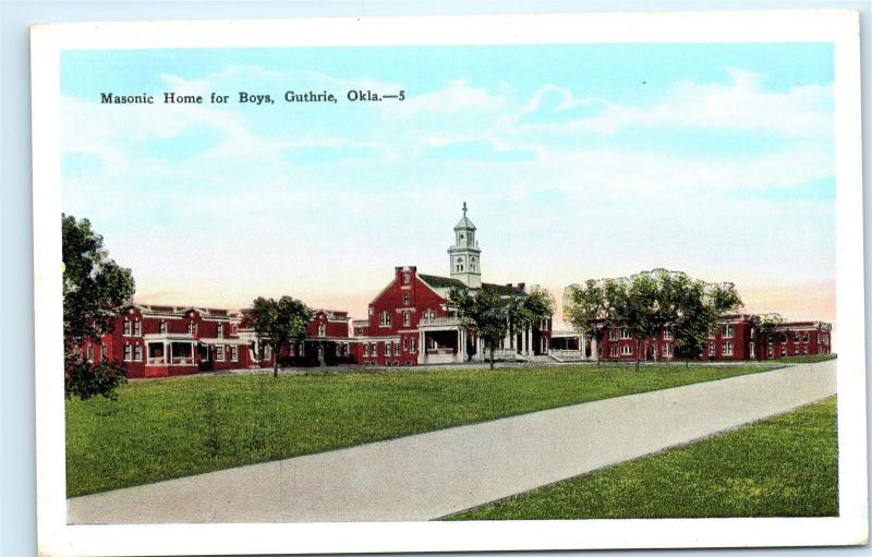 *Masonic Home for Boys Guthrie Oklahoma Vintage Postcard C10