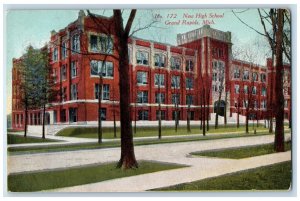 1911 New High School Grand Rapids Michigan MI McCords MI Posted Postcard