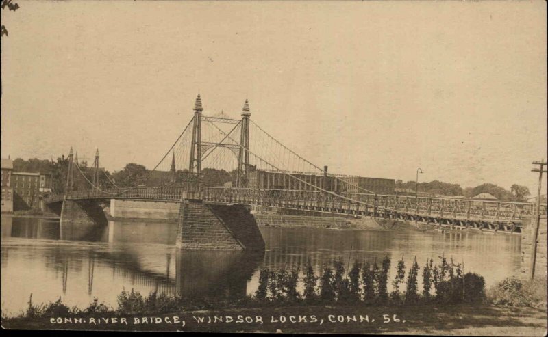 Windsor Locks Connecticut CT Conn River Bridge Real Photo Postcard c1910