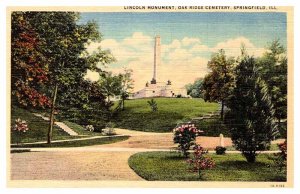 Postcard CEMETERY SCENE Springfield Illinois IL AP4644