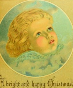 Adorable Lot of 3 Winged Angel Heads Christmas Holiday Victorian Cards #G