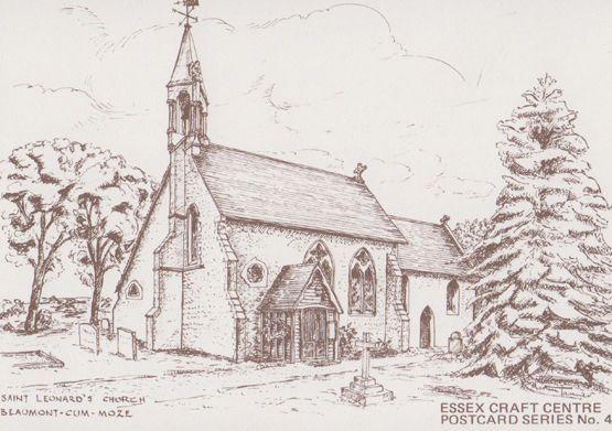 Saint Leonards Church Beaumont Cum Moze Drawing Painting Essex Crafts Postcard