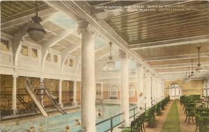 1930 Hand-Colored Postcard; Bath House Interior, White Sulphur Springs WV Posted