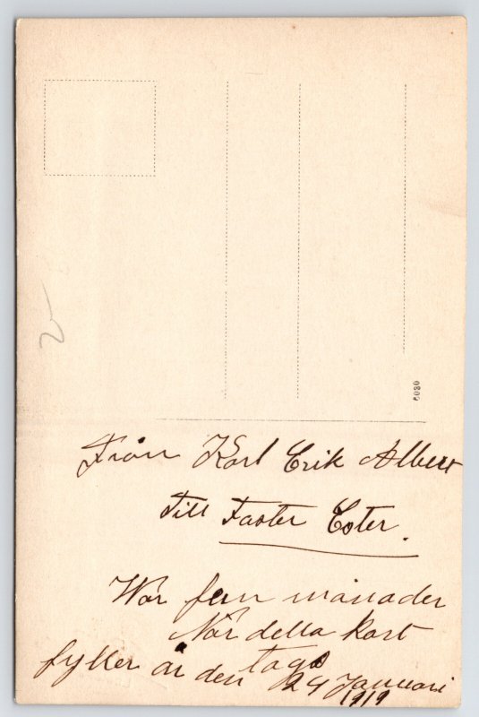 Linköping SE~Wiberg Studio RPPC Infant Karl Erik Albert~Wicker Chair~Fur Throw