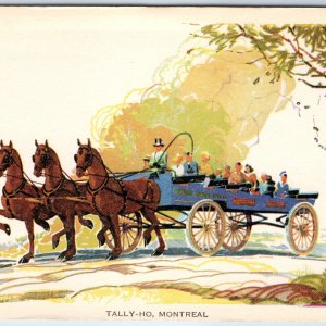 c1910s Monteral, Canada Tally-Ho 3 Horse Drawn Tour Carriage PC Trolley A274