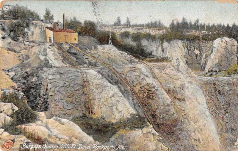Rockport Maine Burgess Quarry Scenic View Antique Postcard J78177