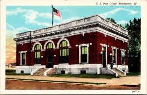 Linen Postcard United States Post Office Building in Henderson, Kentucky