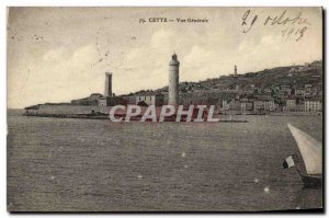 Old Postcard Lighthouse This General View Boat