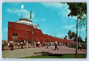 1968 Soo Locks Saults Steamer Ship Thomas W. Lamont Marie Michigan MI Postcard