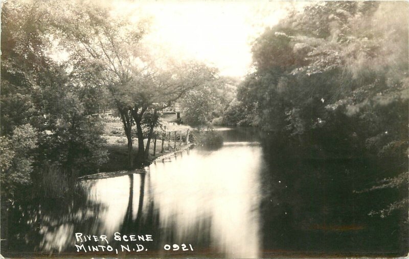 1943 North Dakota Miinto Walsh County River Scene RPPC Photo Postcard 22-11640